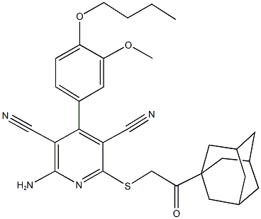 340817-99-4 2-{[2-(1-adamantyl)-2-oxoethyl]sulfanyl}-6-amino-4-(4-butoxy-3-methoxyphenyl)-3,5-pyridinedicarbonitrile