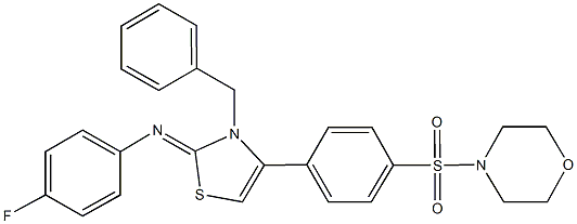 N-(3-benzyl-4-[4-(4-morpholinylsulfonyl)phenyl]-1,3-thiazol-2(3H)-ylidene)-N-(4-fluorophenyl)amine,341501-76-6,结构式
