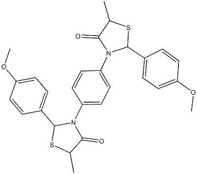 2-(4-methoxyphenyl)-3-{4-[2-(4-methoxyphenyl)-5-methyl-4-oxo-1,3-thiazolidin-3-yl]phenyl}-5-methyl-1,3-thiazolidin-4-one Struktur