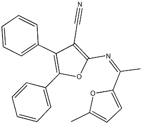 2-{[1-(5-methyl-2-furyl)ethylidene]amino}-4,5-diphenyl-3-furonitrile Structure
