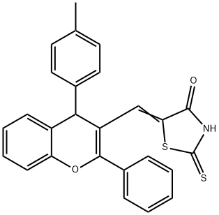 5-{[4-(4-methylphenyl)-2-phenyl-4H-chromen-3-yl]methylene}-2-thioxo-1,3-thiazolidin-4-one Struktur