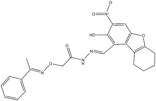342592-01-2 N'-({2-hydroxy-3-nitro-6,7,8,9-tetrahydrodibenzo[b,d]furan-1-yl}methylene)-2-{[(1-phenylethylidene)amino]oxy}acetohydrazide