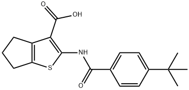 2-[(4-tert-butylbenzoyl)amino]-5,6-dihydro-4H-cyclopenta[b]thiophene-3-carboxylic acid 化学構造式
