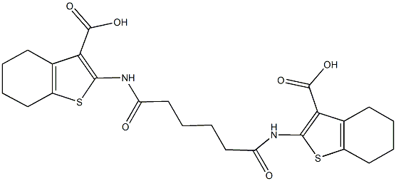 2-({6-[(3-carboxy-4,5,6,7-tetrahydro-1-benzothien-2-yl)amino]-6-oxohexanoyl}amino)-4,5,6,7-tetrahydro-1-benzothiophene-3-carboxylic acid|