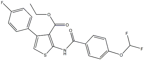 ethyl 2-{[4-(difluoromethoxy)benzoyl]amino}-4-(4-fluorophenyl)-3-thiophenecarboxylate Struktur