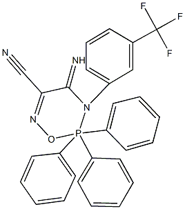 4-imino-2,2,2-triphenyl-3-[3-(trifluoromethyl)phenyl]-3,4-dihydro-2H-1,3,6,2lambda~5~-oxadiazaphosphinine-5-carbonitrile Struktur