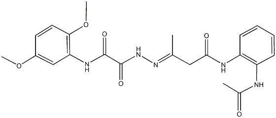 N-[2-(acetylamino)phenyl]-3-{[(2,5-dimethoxyanilino)(oxo)acetyl]hydrazono}butanamide Struktur