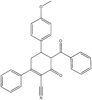 5-benzoyl-4-(4-methoxyphenyl)-6-oxo-2-phenylcyclohex-1-ene-1-carbonitrile Structure