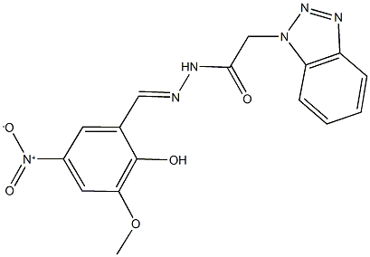 2-(1H-1,2,3-benzotriazol-1-yl)-N'-{2-hydroxy-5-nitro-3-methoxybenzylidene}acetohydrazide Structure