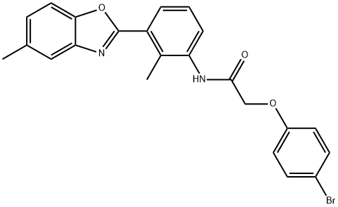 2-(4-bromophenoxy)-N-[2-methyl-3-(5-methyl-1,3-benzoxazol-2-yl)phenyl]acetamide,346454-69-1,结构式