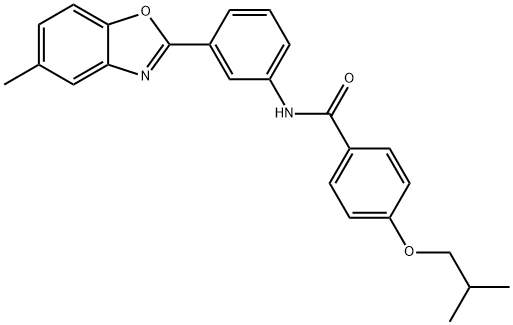 4-isobutoxy-N-[3-(5-methyl-1,3-benzoxazol-2-yl)phenyl]benzamide Struktur