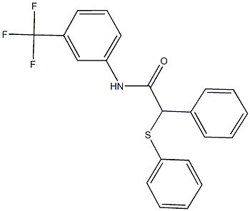 2-phenyl-2-(phenylsulfanyl)-N-[3-(trifluoromethyl)phenyl]acetamide Struktur
