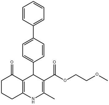 2-methoxyethyl 4-[1,1'-biphenyl]-4-yl-2-methyl-5-oxo-1,4,5,6,7,8-hexahydroquinoline-3-carboxylate Struktur