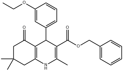 benzyl 4-(3-ethoxyphenyl)-2,7,7-trimethyl-5-oxo-1,4,5,6,7,8-hexahydroquinoline-3-carboxylate,347324-69-0,结构式