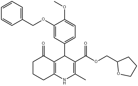 tetrahydro-2-furanylmethyl 4-[3-(benzyloxy)-4-methoxyphenyl]-2-methyl-5-oxo-1,4,5,6,7,8-hexahydro-3-quinolinecarboxylate,347327-43-9,结构式