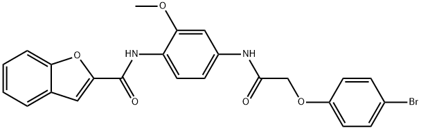 N-(4-{[(4-bromophenoxy)acetyl]amino}-2-methoxyphenyl)-1-benzofuran-2-carboxamide 结构式