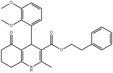 2-phenylethyl 4-(2,3-dimethoxyphenyl)-2-methyl-5-oxo-1,4,5,6,7,8-hexahydro-3-quinolinecarboxylate,347351-01-3,结构式