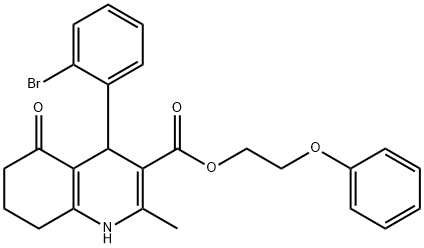 2-phenoxyethyl 4-(2-bromophenyl)-2-methyl-5-oxo-1,4,5,6,7,8-hexahydro-3-quinolinecarboxylate,347351-05-7,结构式
