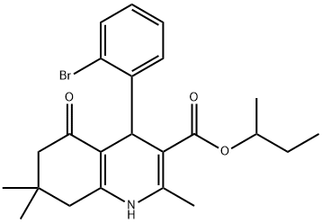 sec-butyl 4-(2-bromophenyl)-2,7,7-trimethyl-5-oxo-1,4,5,6,7,8-hexahydro-3-quinolinecarboxylate 结构式