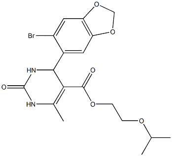 2-isopropoxyethyl 4-(6-bromo-1,3-benzodioxol-5-yl)-6-methyl-2-oxo-1,2,3,4-tetrahydro-5-pyrimidinecarboxylate Struktur