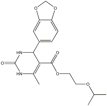 2-isopropoxyethyl 4-(1,3-benzodioxol-5-yl)-6-methyl-2-oxo-1,2,3,4-tetrahydro-5-pyrimidinecarboxylate Struktur