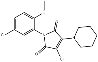 3-chloro-1-(5-chloro-2-methoxyphenyl)-4-(1-piperidinyl)-1H-pyrrole-2,5-dione,347365-78-0,结构式