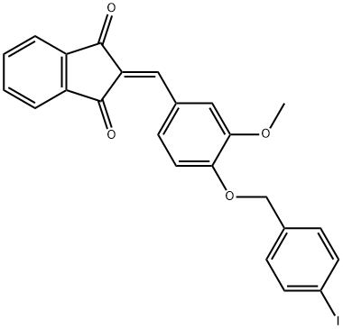 2-{4-[(4-iodobenzyl)oxy]-3-methoxybenzylidene}-1H-indene-1,3(2H)-dione 结构式