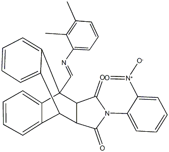 1-{(E)-[(2,3-dimethylphenyl)imino]methyl}-17-{2-[hydroxy(oxido)amino]phenyl}-17-azapentacyclo[6.6.5.0~2,7~.0~9,14~.0~15,19~]nonadeca-2,4,6,9,11,13-hexaene-16,18-dione Struktur