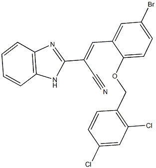 2-(1H-benzimidazol-2-yl)-3-{5-bromo-2-[(2,4-dichlorobenzyl)oxy]phenyl}acrylonitrile Struktur