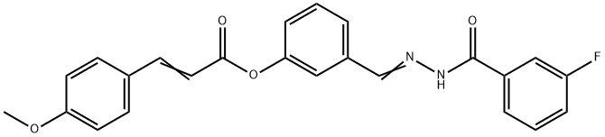 3-[2-(3-fluorobenzoyl)carbohydrazonoyl]phenyl 3-(4-methoxyphenyl)acrylate Struktur