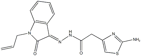 N'-(1-allyl-2-oxo-1,2-dihydro-3H-indol-3-ylidene)-2-(2-amino-1,3-thiazol-4-yl)acetohydrazide 化学構造式
