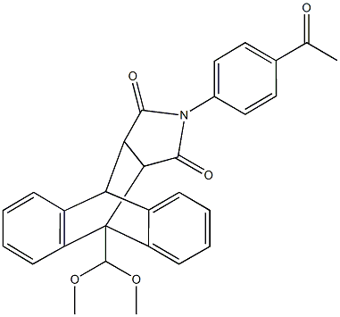 13-(4-acetylphenyl)-9-(dimethoxymethyl)-9,10-dihydro-12,14-dioxo-9,10-[3,4]pyrrolidinoanthracene Struktur