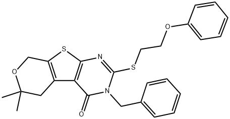 351006-83-2 3-benzyl-6,6-dimethyl-2-[(2-phenoxyethyl)sulfanyl]-3,5,6,8-tetrahydro-4H-pyrano[4',3':4,5]thieno[2,3-d]pyrimidin-4-one