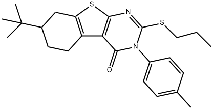 7-tert-butyl-3-(4-methylphenyl)-2-(propylsulfanyl)-5,6,7,8-tetrahydro[1]benzothieno[2,3-d]pyrimidin-4(3H)-one Structure