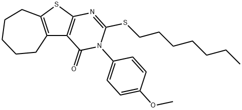 351160-19-5 2-(heptylsulfanyl)-3-(4-methoxyphenyl)-3,5,6,7,8,9-hexahydro-4H-cyclohepta[4,5]thieno[2,3-d]pyrimidin-4-one