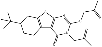 7-tert-butyl-3-(2-methyl-2-propenyl)-2-[(2-methyl-2-propenyl)sulfanyl]-5,6,7,8-tetrahydro[1]benzothieno[2,3-d]pyrimidin-4(3H)-one Structure