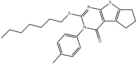2-(heptylsulfanyl)-3-(4-methylphenyl)-3,5,6,7-tetrahydro-4H-cyclopenta[4,5]thieno[2,3-d]pyrimidin-4-one|