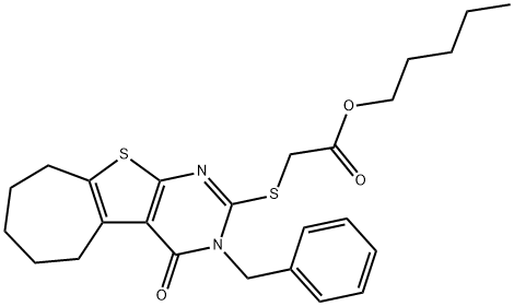 pentyl [(3-benzyl-4-oxo-3,5,6,7,8,9-hexahydro-4H-cyclohepta[4,5]thieno[2,3-d]pyrimidin-2-yl)sulfanyl]acetate Struktur