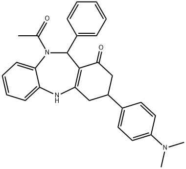 10-acetyl-3-[4-(dimethylamino)phenyl]-11-phenyl-2,3,4,5,10,11-hexahydro-1H-dibenzo[b,e][1,4]diazepin-1-one Structure