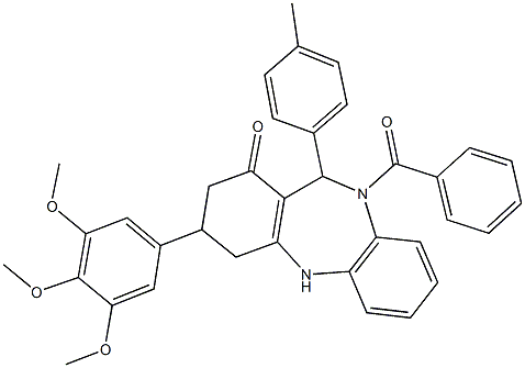 10-benzoyl-11-(4-methylphenyl)-3-(3,4,5-trimethoxyphenyl)-2,3,4,5,10,11-hexahydro-1H-dibenzo[b,e][1,4]diazepin-1-one Structure