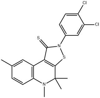 2-(3,4-dichlorophenyl)-4,4,5,8-tetramethyl-4,5-dihydroisothiazolo[5,4-c]quinoline-1(2H)-thione,351191-31-6,结构式