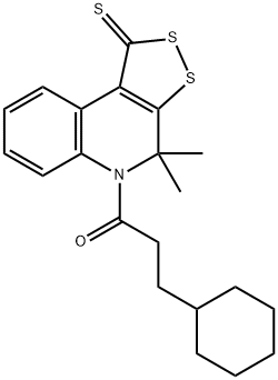 5-(3-cyclohexylpropanoyl)-4,4-dimethyl-4,5-dihydro-1H-[1,2]dithiolo[3,4-c]quinoline-1-thione,351191-93-0,结构式