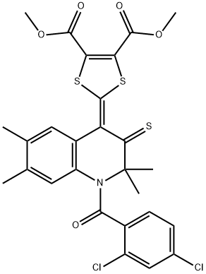 351192-76-2 dimethyl 2-(1-(2,4-dichlorobenzoyl)-2,2,6,7-tetramethyl-3-thioxo-2,3-dihydro-4(1H)-quinolinylidene)-1,3-dithiole-4,5-dicarboxylate