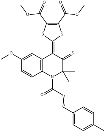 351192-99-9 dimethyl 2-(6-methoxy-2,2-dimethyl-1-[3-(4-methylphenyl)acryloyl]-3-thioxo-2,3-dihydro-4(1H)-quinolinylidene)-1,3-dithiole-4,5-dicarboxylate