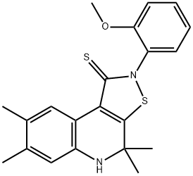 4,4,7,8-tetramethyl-2-[2-(methyloxy)phenyl]-4,5-dihydroisothiazolo[5,4-c]quinoline-1(2H)-thione,351224-55-0,结构式
