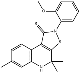 2-(2-methoxyphenyl)-4,4,7-trimethyl-4,5-dihydroisothiazolo[5,4-c]quinoline-1(2H)-thione,351224-56-1,结构式