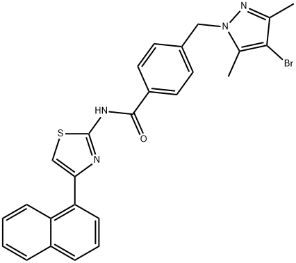 4-[(4-bromo-3,5-dimethyl-1H-pyrazol-1-yl)methyl]-N-[4-(1-naphthyl)-1,3-thiazol-2-yl]benzamide,351332-75-7,结构式