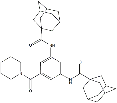 N-[3-[(1-adamantylcarbonyl)amino]-5-(1-piperidinylcarbonyl)phenyl]-1-adamantanecarboxamide Struktur