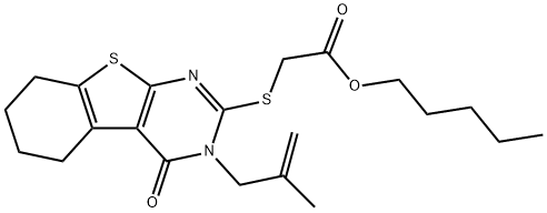 pentyl {[3-(2-methyl-2-propenyl)-4-oxo-3,4,5,6,7,8-hexahydro[1]benzothieno[2,3-d]pyrimidin-2-yl]sulfanyl}acetate Struktur