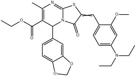 351519-68-1 ethyl 5-(1,3-benzodioxol-5-yl)-2-[4-(diethylamino)-2-methoxybenzylidene]-7-methyl-3-oxo-2,3-dihydro-5H-[1,3]thiazolo[3,2-a]pyrimidine-6-carboxylate